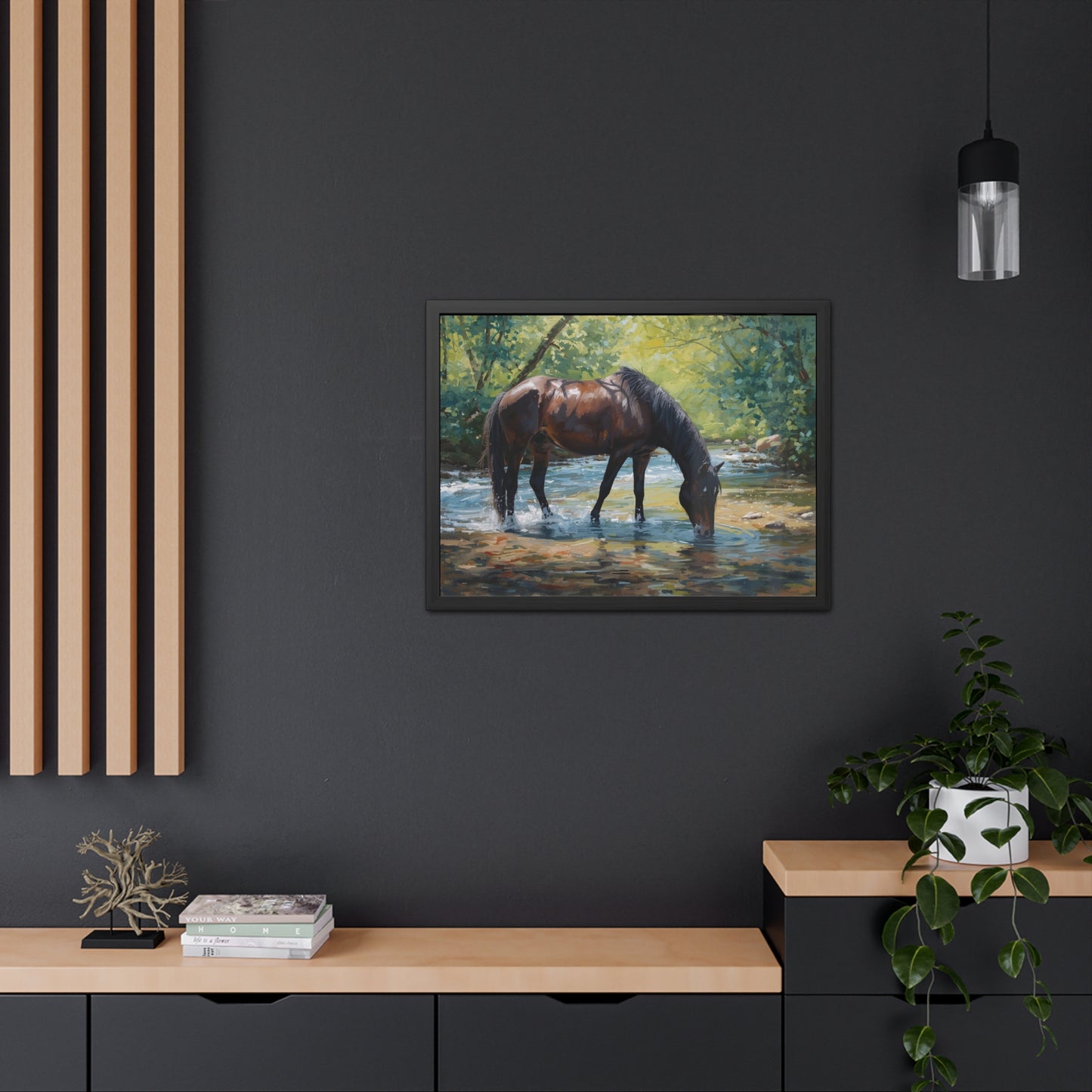 Framed Horse Art Print, Equine Wall Decor, Nature Lover Gift, Rustic Home Decoration, Equestrian Decor