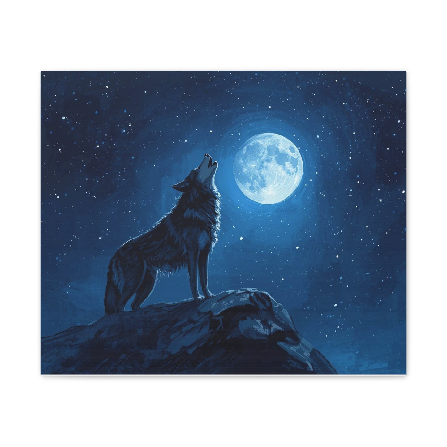 Wolf Howling at Moon Canvas Art