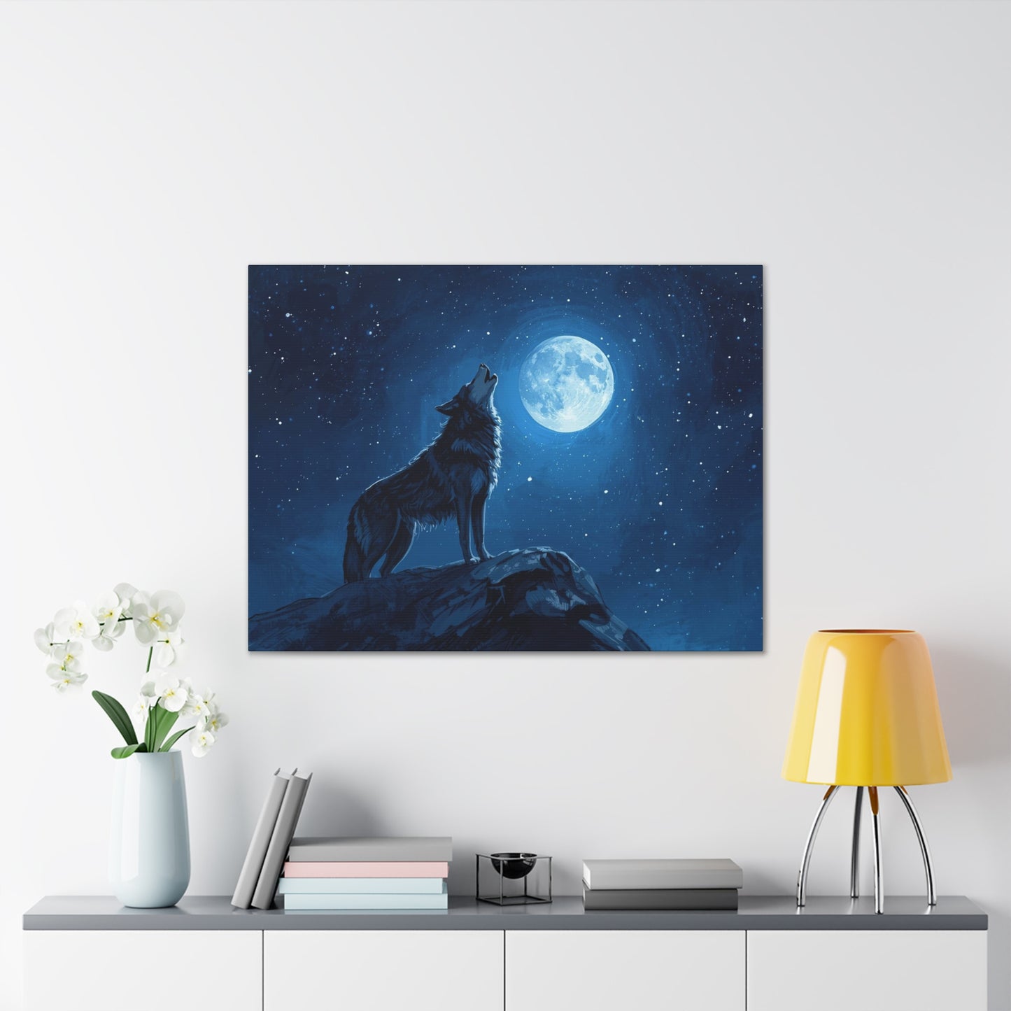 Wolf Howling at Moon Canvas Art