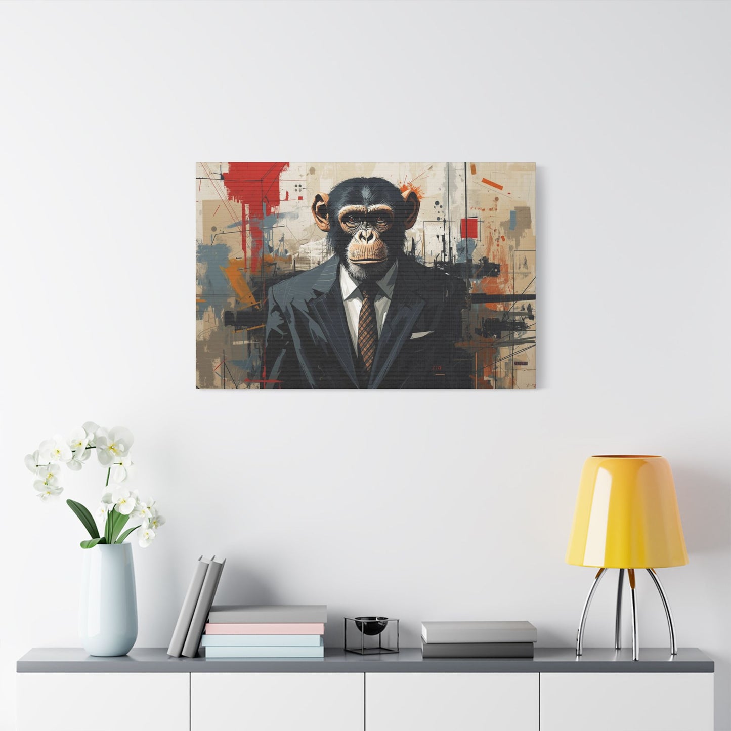 Stylish Monkey Art Canvas Print, Unique Wall Decor, Home Office Decoration, Contemporary Artwork, Gift for Art Lovers