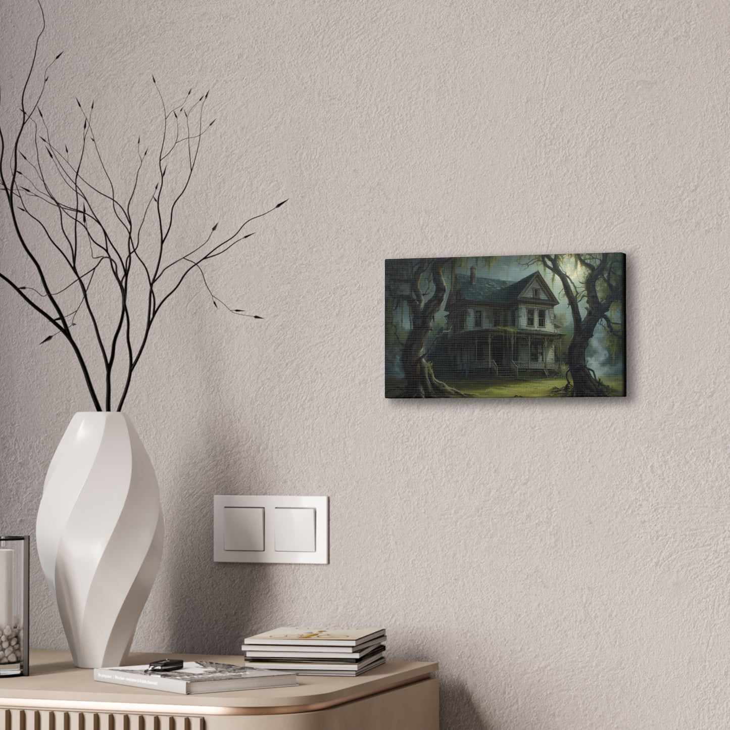 Spooky Vintage House Canvas Art