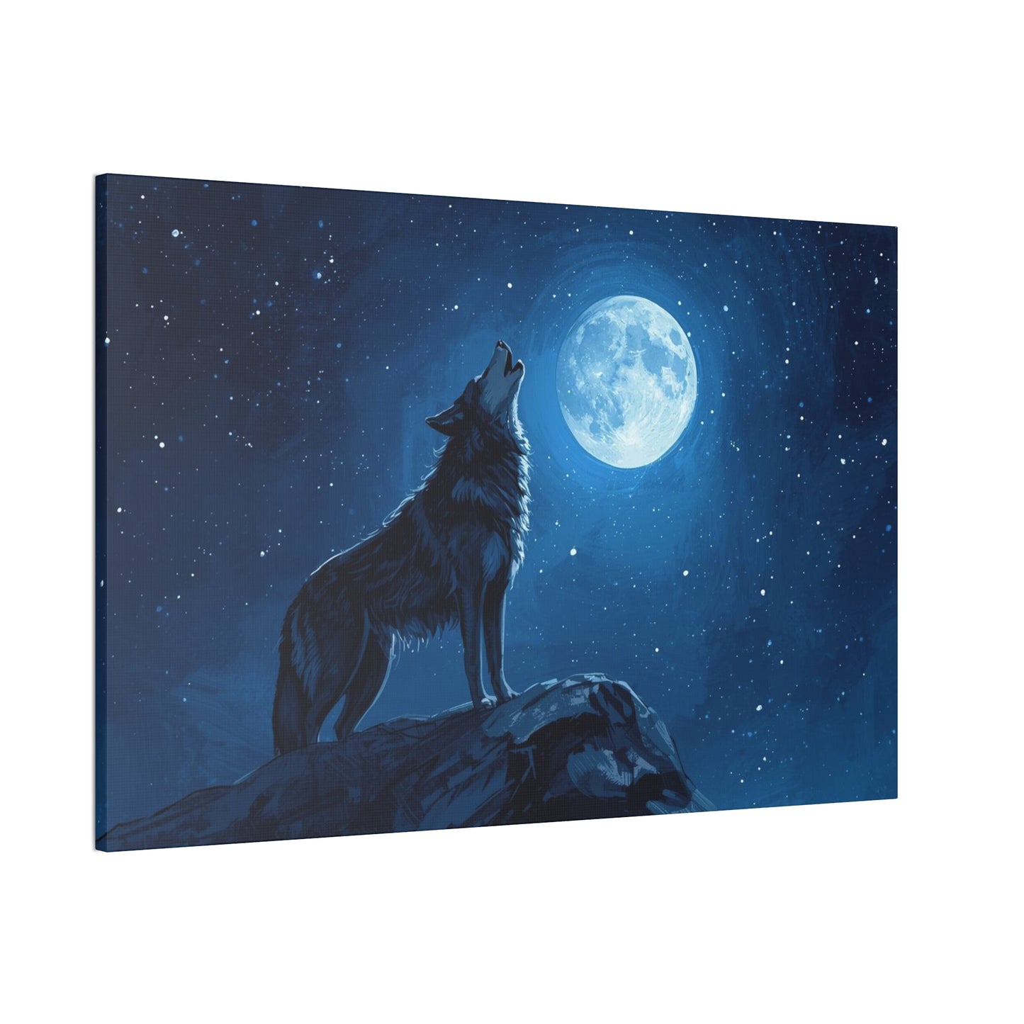 Wolf Howling at Moon Canvas Art