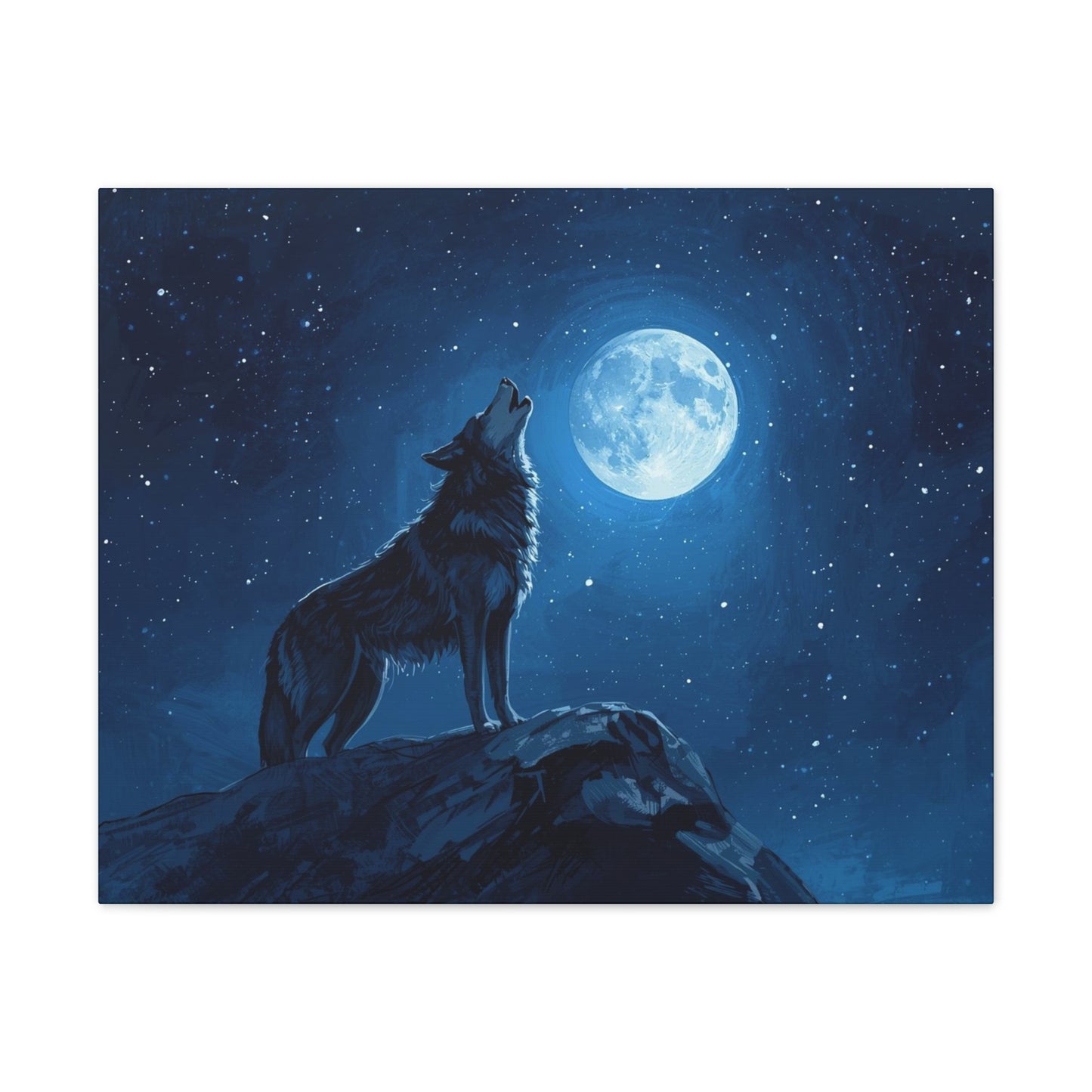 Wolf Howling at Moon Canvas Art