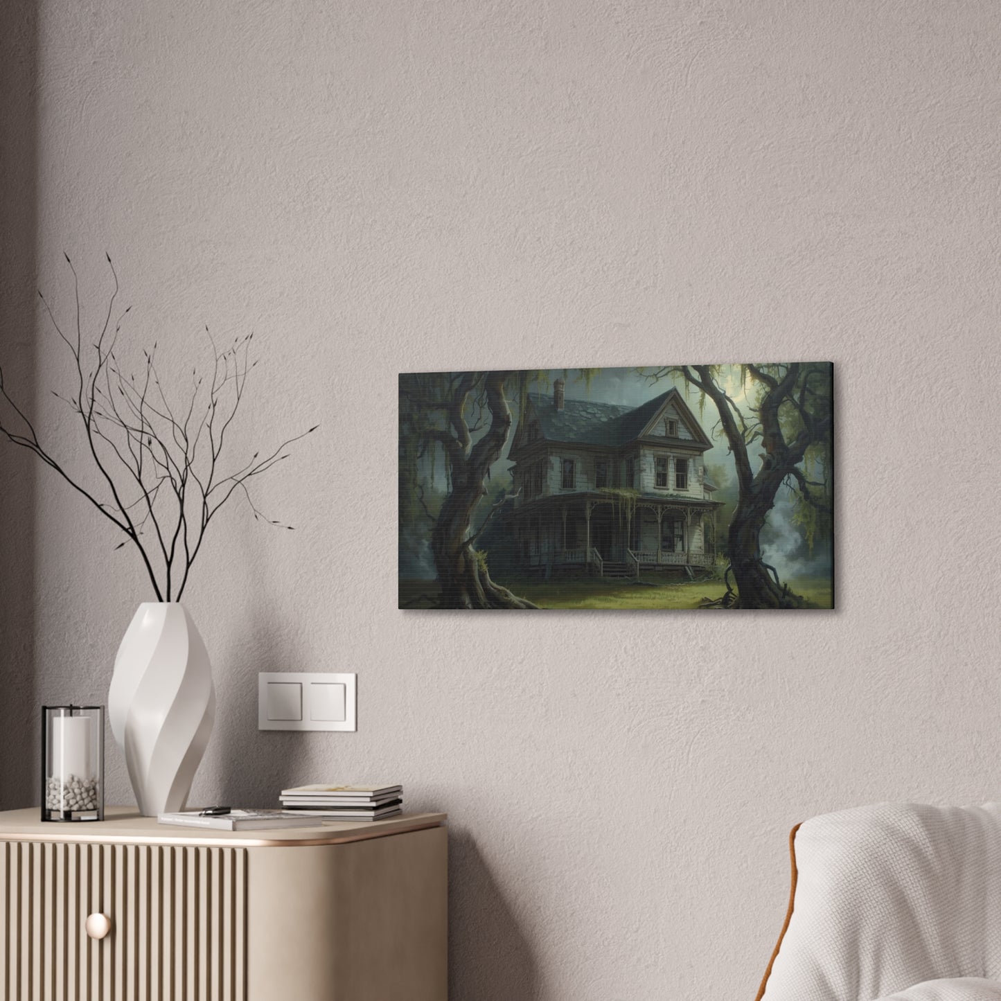 Spooky Vintage House Canvas Art