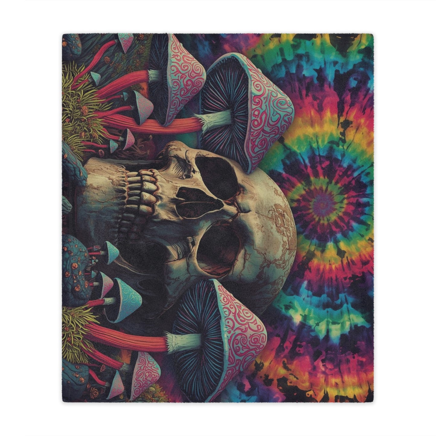 Psychedelic Skull Minky Blanket | Soft Throw Blanket for Boho Decor, Cozy Home, Gift for Dreamers, Halloween, Festival Vibe