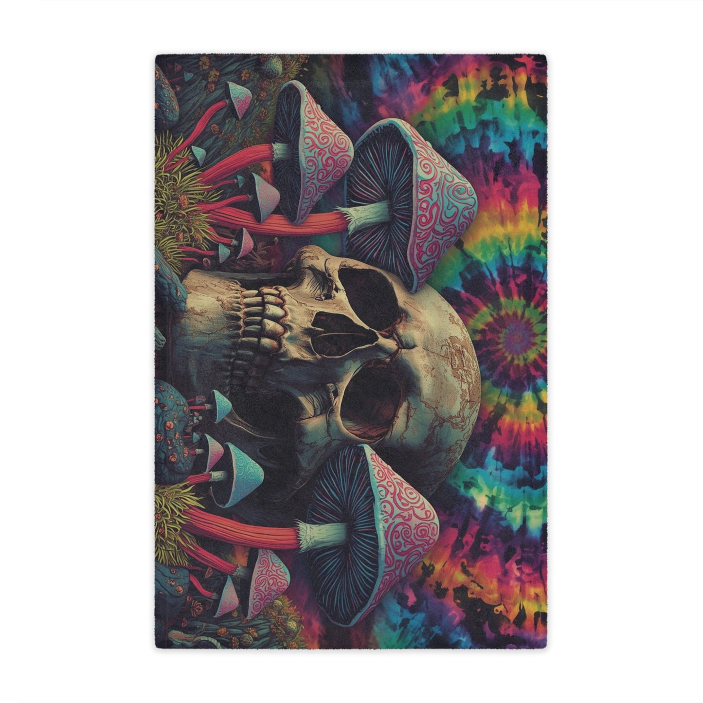 Psychedelic Skull Minky Blanket | Soft Throw Blanket for Boho Decor, Cozy Home, Gift for Dreamers, Halloween, Festival Vibe