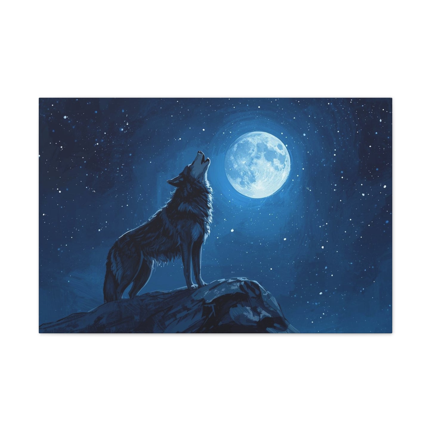 Wolf Howling at Moon Canvas Art