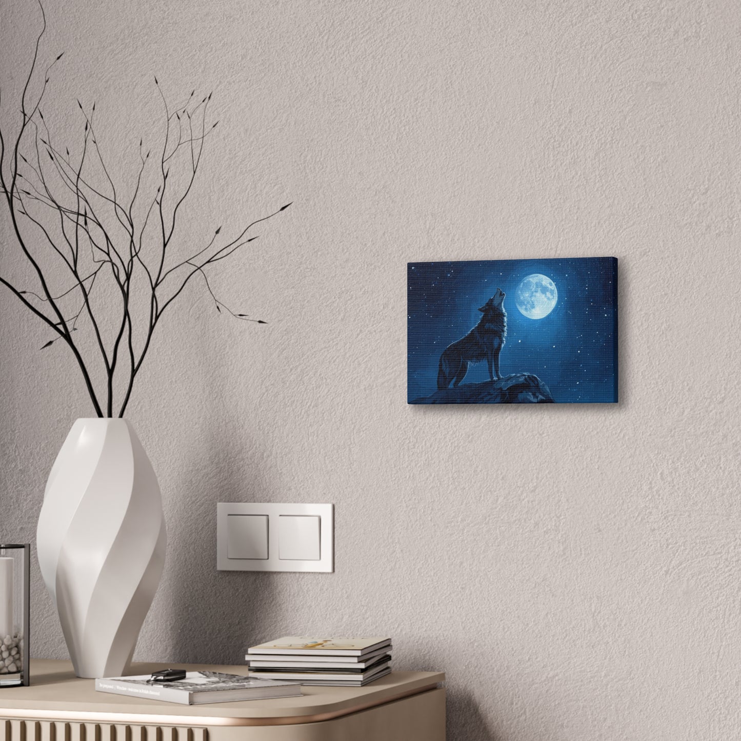 Wolf Howling at Moon Canvas Art