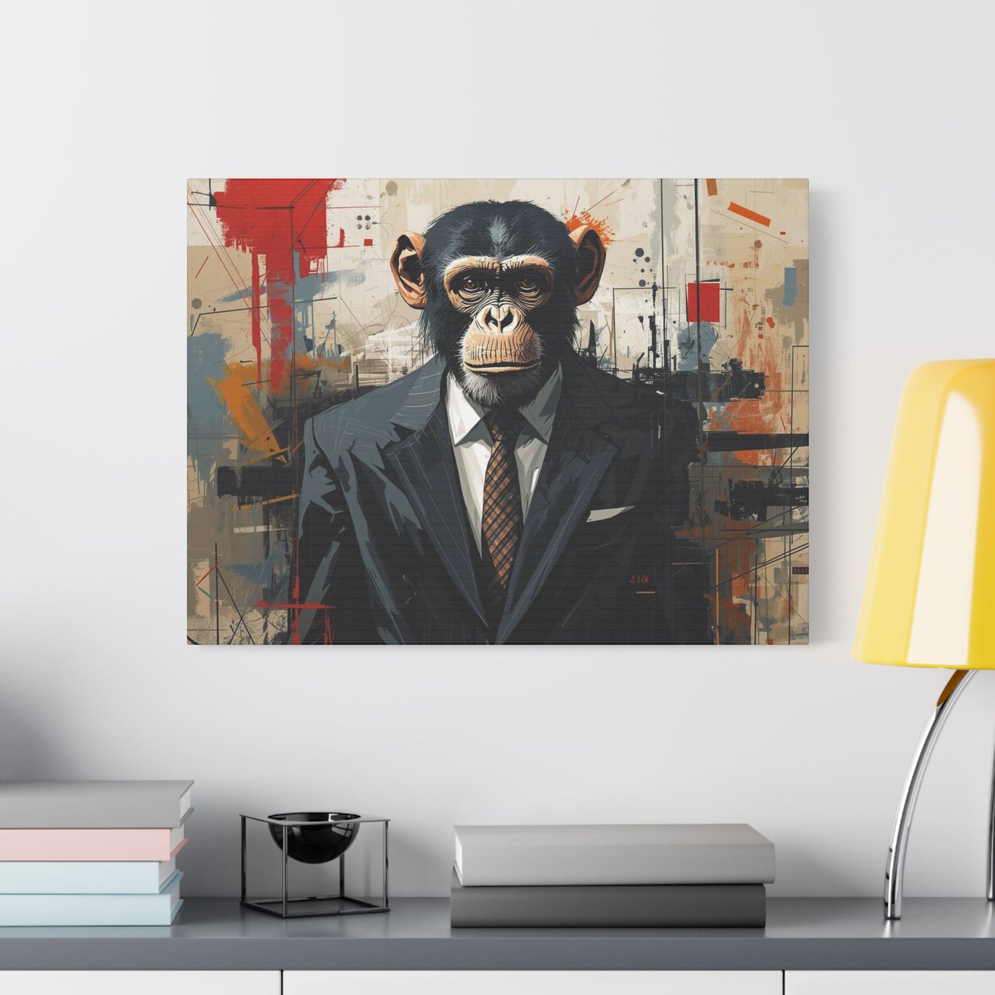 Stylish Monkey Art Canvas Print, Unique Wall Decor, Home Office Decoration, Contemporary Artwork, Gift for Art Lovers