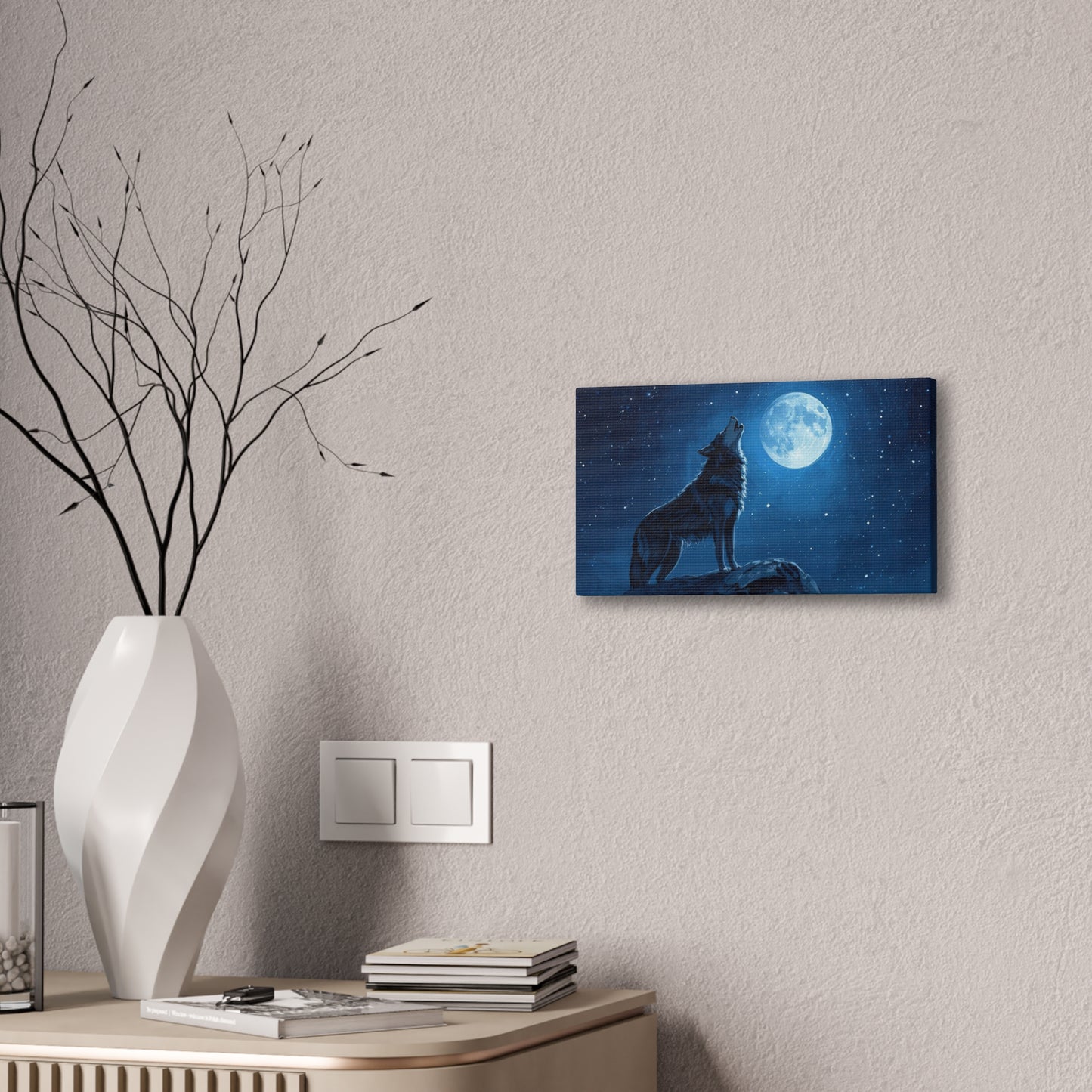 Wolf Howling at Moon Canvas Art