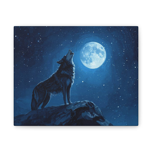 Wolf Howling at Moon Canvas Art