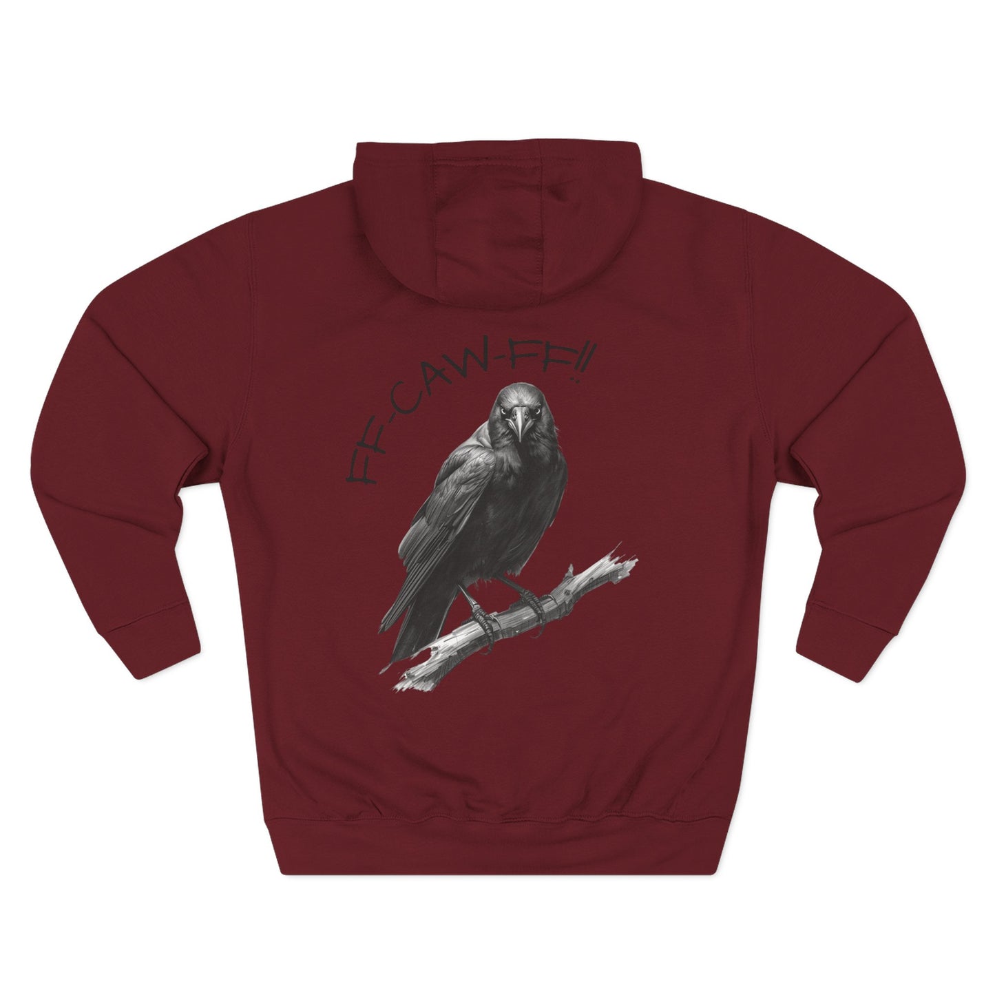 FF-CAW-FF Raven Fleece Hoodie | Cozy Fall Outdoor Sweater, Gift for Bird Lovers, Perfect for Casual Wear and Halloween
