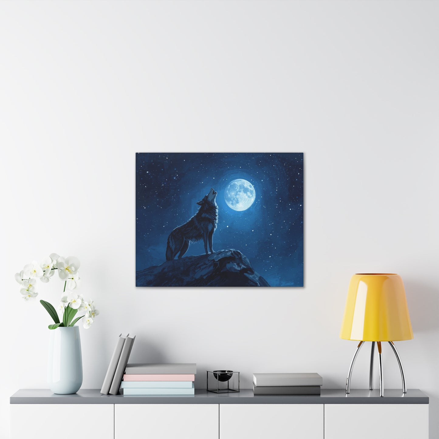Wolf Howling at Moon Canvas Art