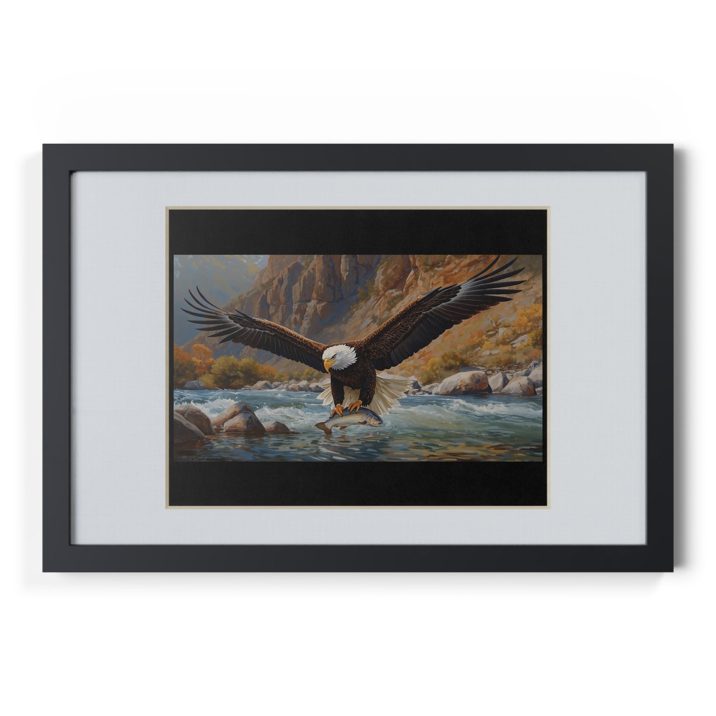 Elegant Black Framed Eagle Print