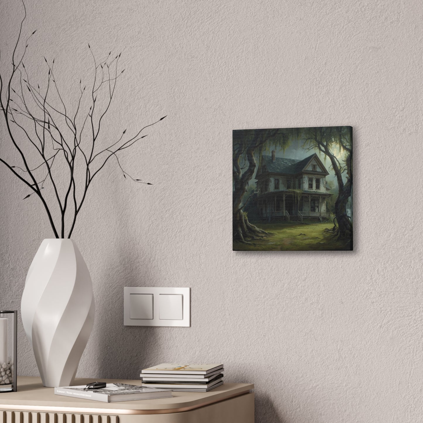 Spooky Vintage House Canvas Art
