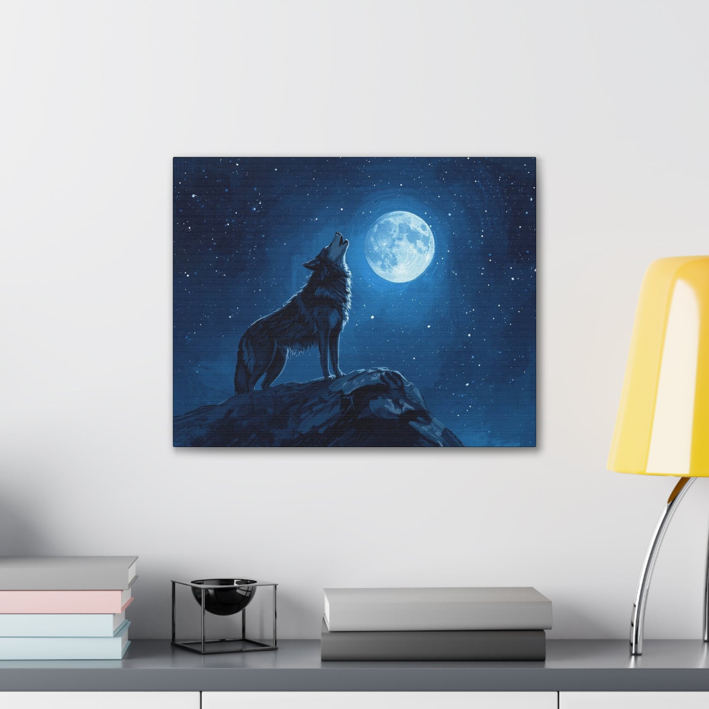 Wolf Howling at Moon Canvas Art