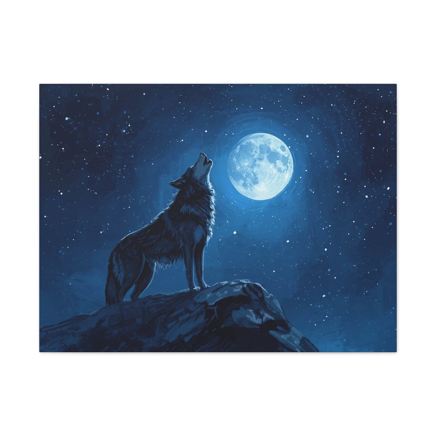 Wolf Howling at Moon Canvas Art