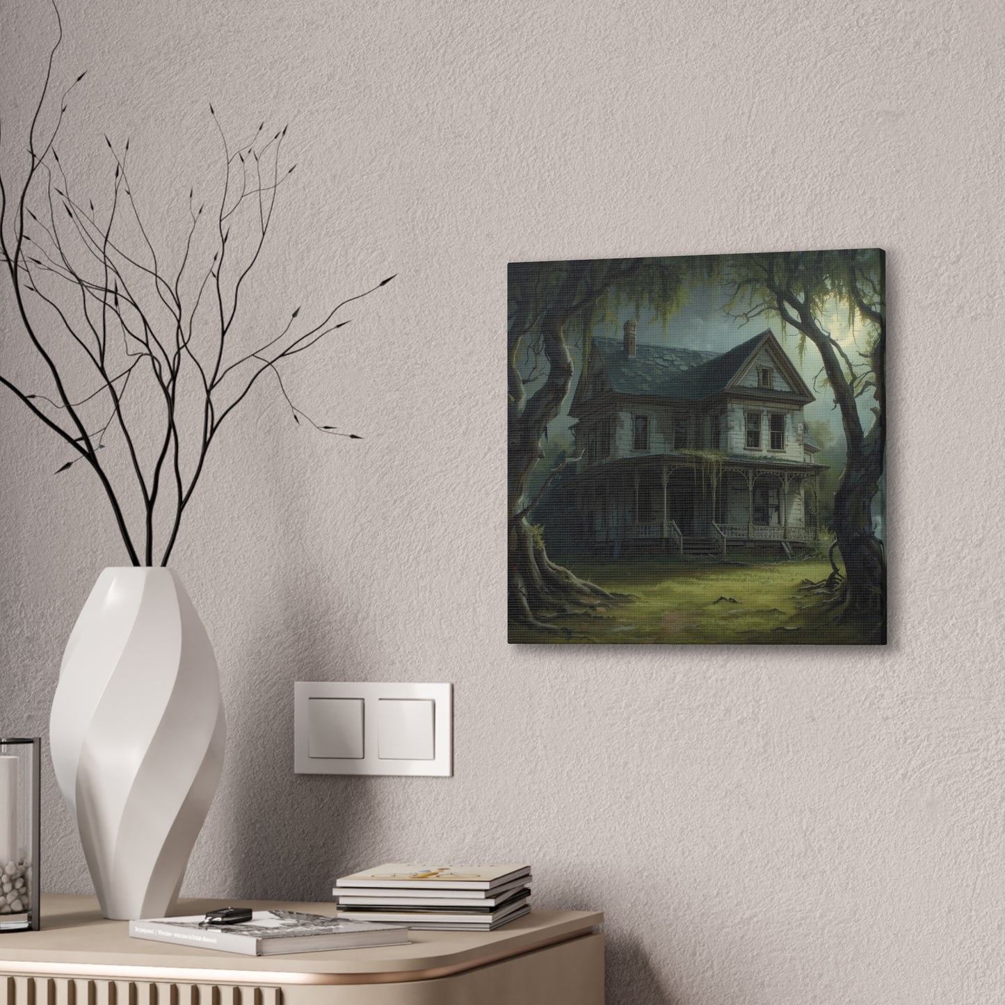 Spooky Vintage House Canvas Art