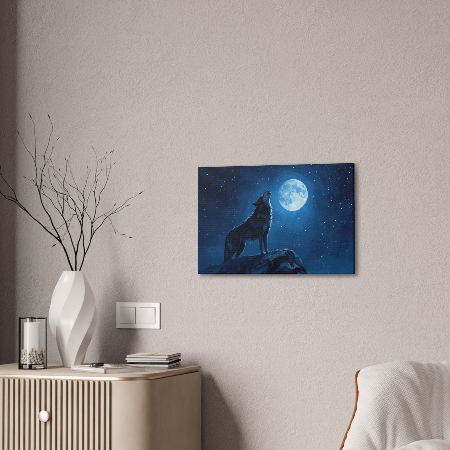 Wolf Howling at Moon Canvas Art