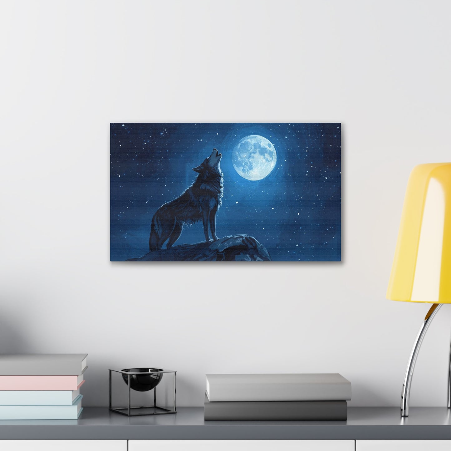 Wolf Howling at Moon Canvas Art