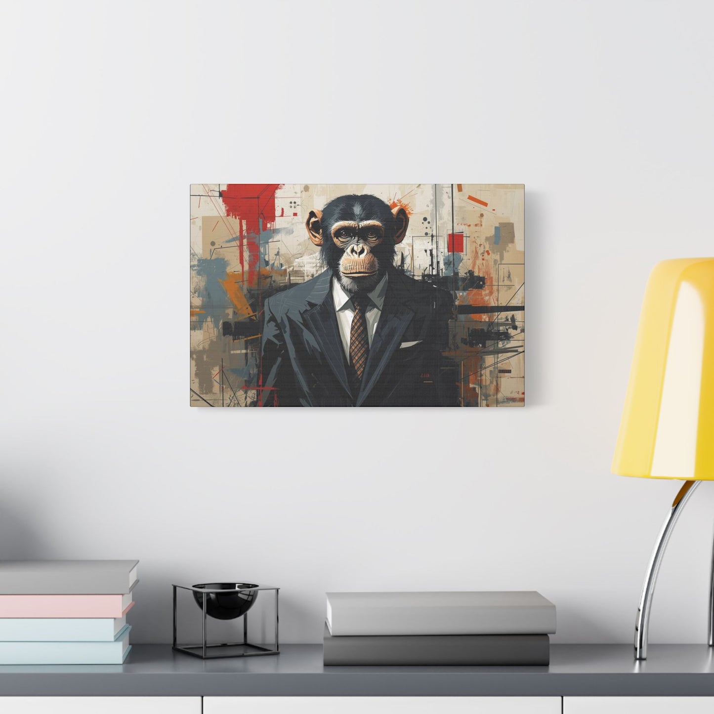 Stylish Monkey Art Canvas Print, Unique Wall Decor, Home Office Decoration, Contemporary Artwork, Gift for Art Lovers