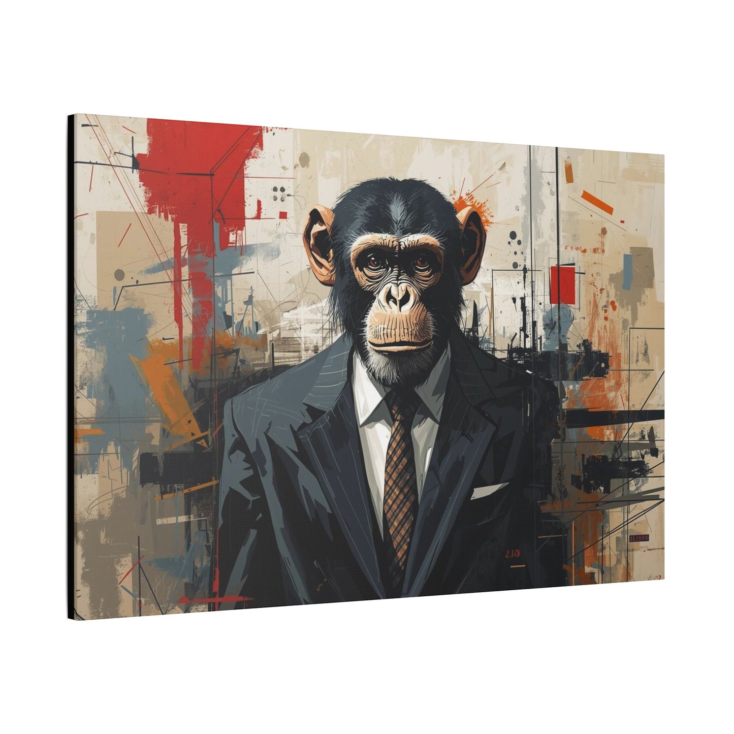 Stylish Monkey Art Canvas Print, Unique Wall Decor, Home Office Decoration, Contemporary Artwork, Gift for Art Lovers