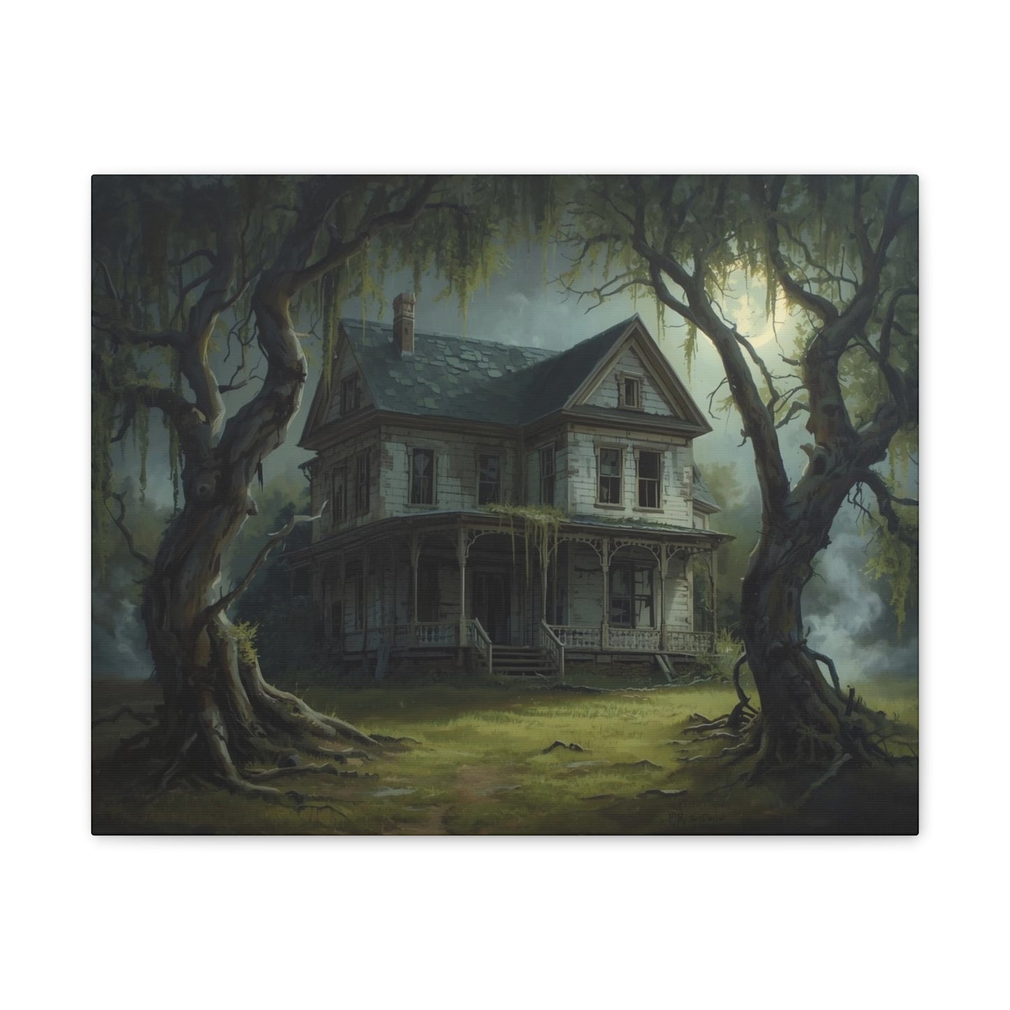 Spooky Vintage House Canvas Art