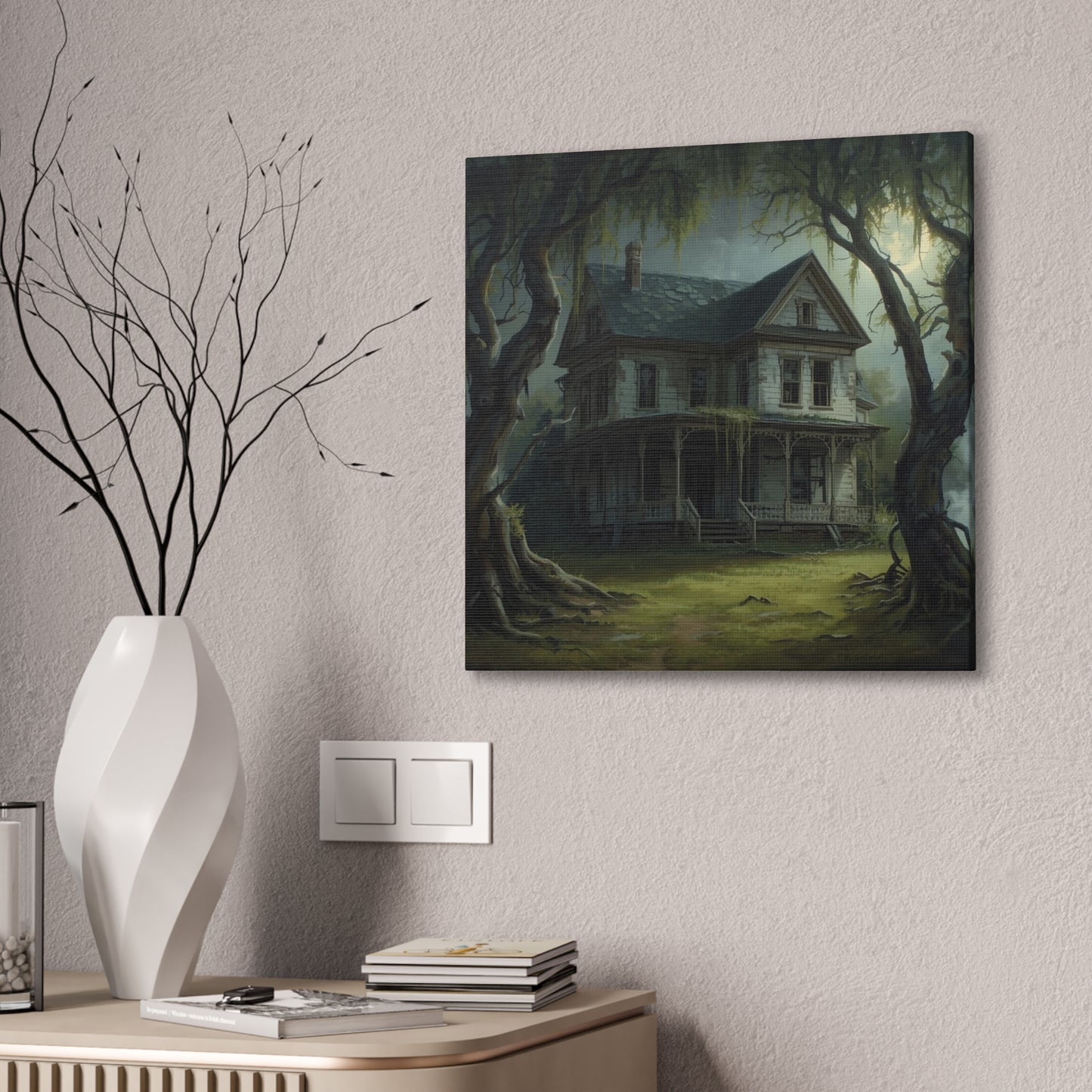 Spooky Vintage House Canvas Art
