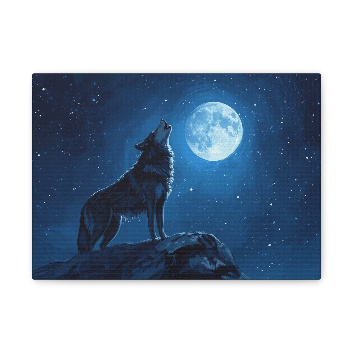 Wolf Howling at Moon Canvas Art