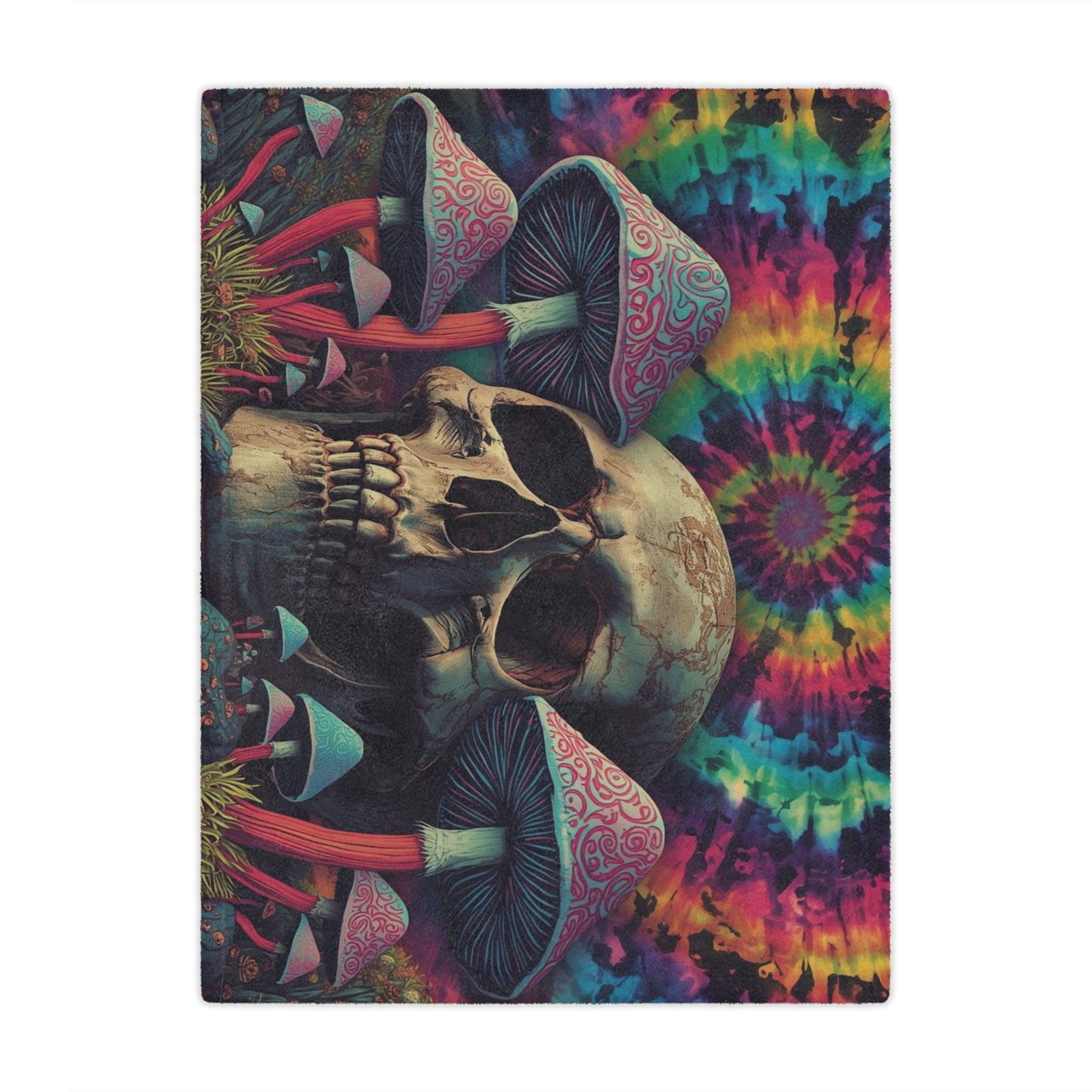 Psychedelic Skull Minky Blanket | Soft Throw Blanket for Boho Decor, Cozy Home, Gift for Dreamers, Halloween, Festival Vibe