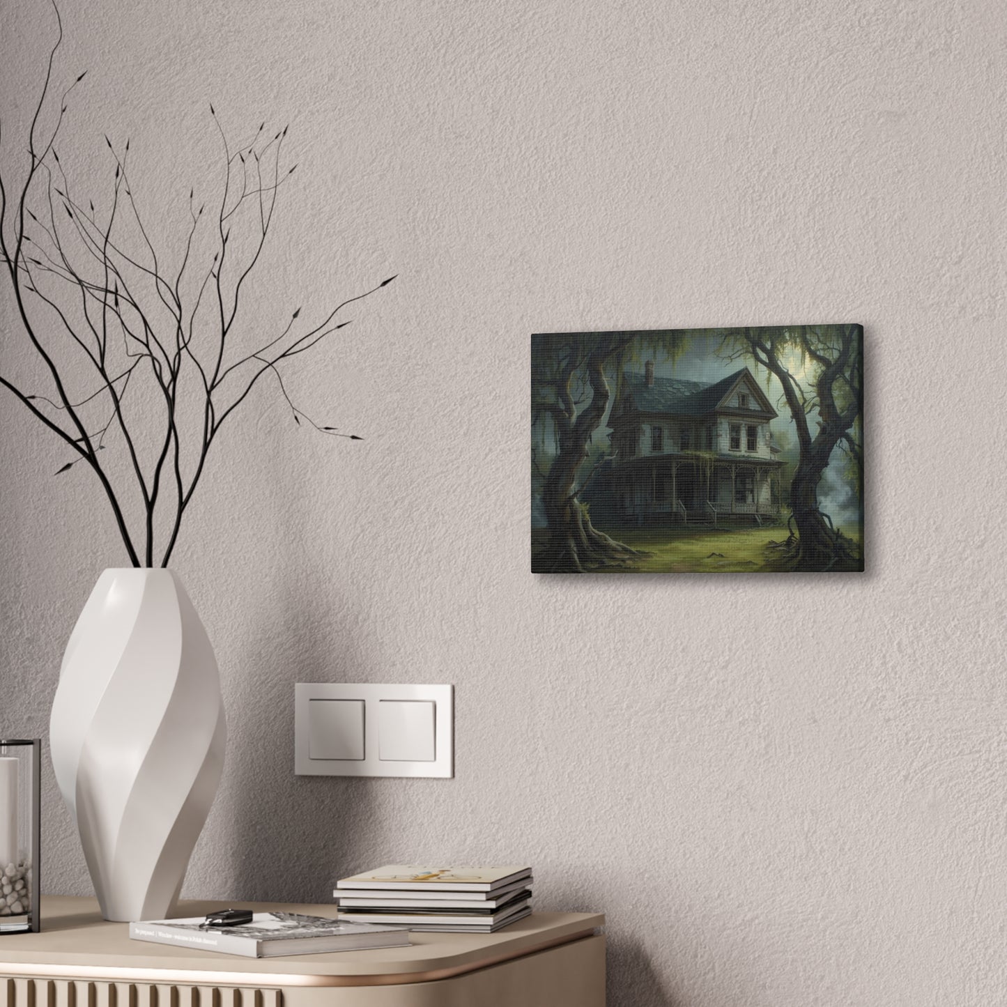 Spooky Vintage House Canvas Art
