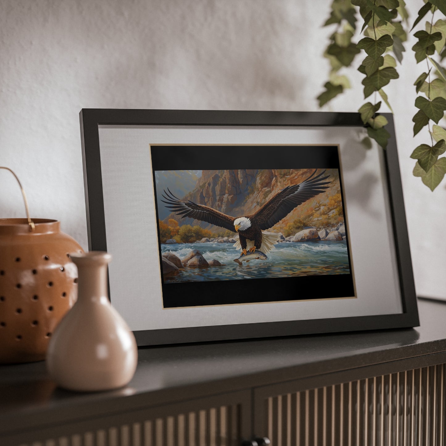 Elegant Black Framed Eagle Print