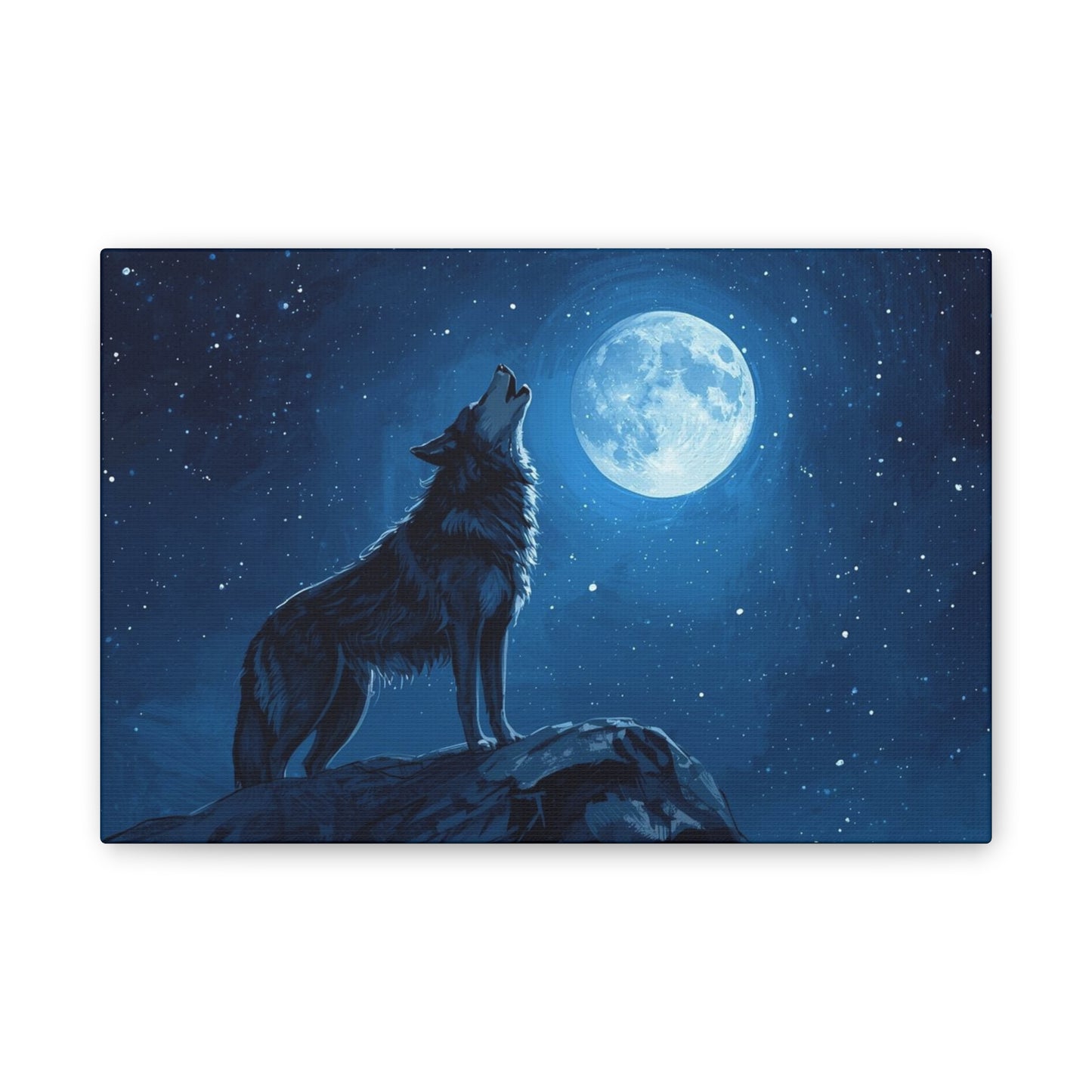 Wolf Howling at Moon Canvas Art