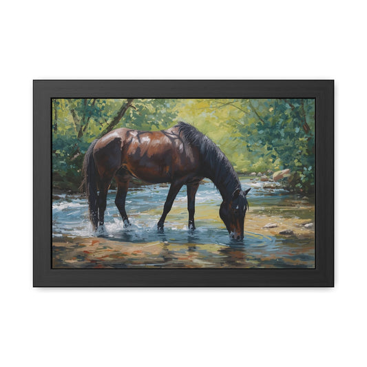 Framed Horse Art Print, Equine Wall Decor, Nature Lover Gift, Rustic Home Decoration, Equestrian Decor