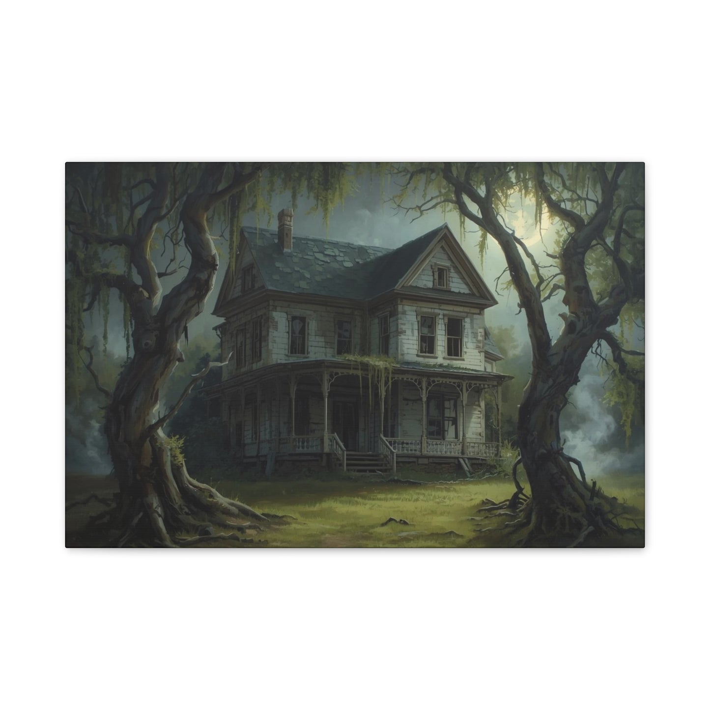 Spooky Vintage House Canvas Art