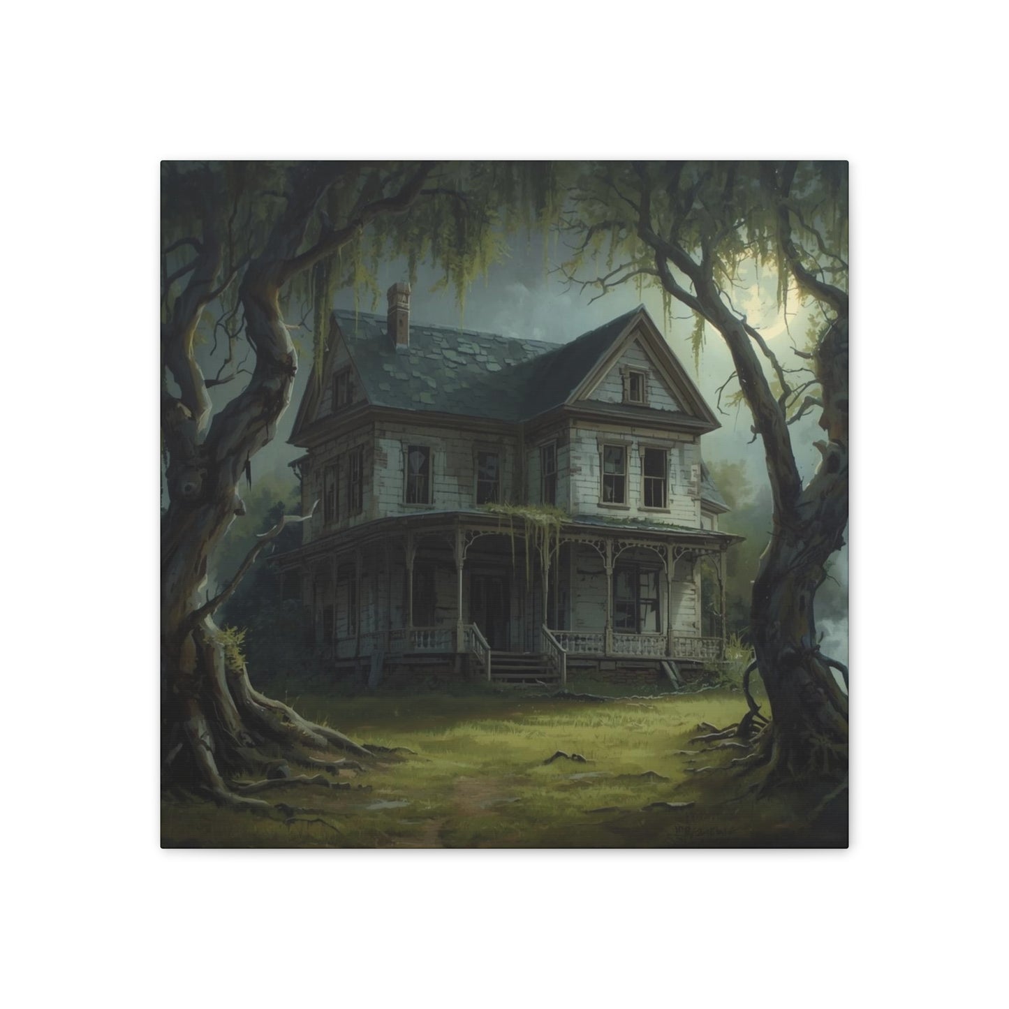 Spooky Vintage House Canvas Art