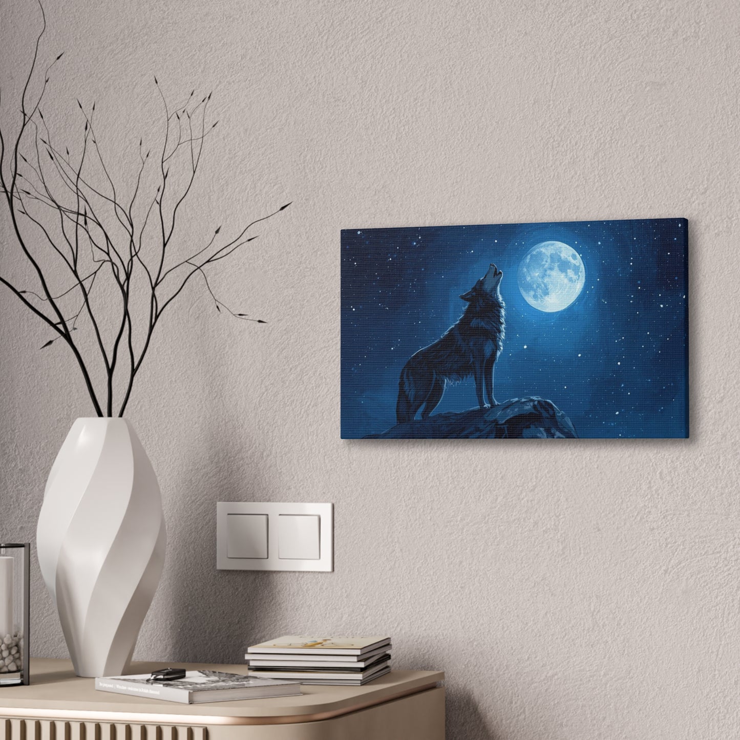 Wolf Howling at Moon Canvas Art