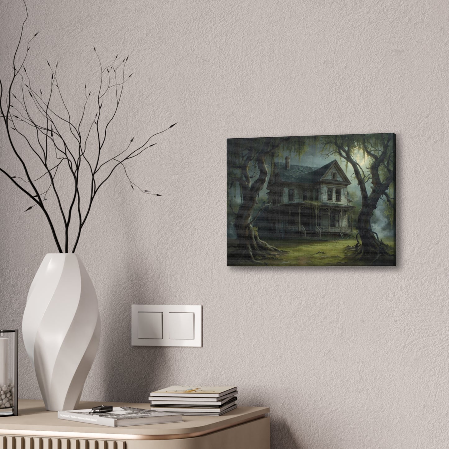 Spooky Vintage House Canvas Art