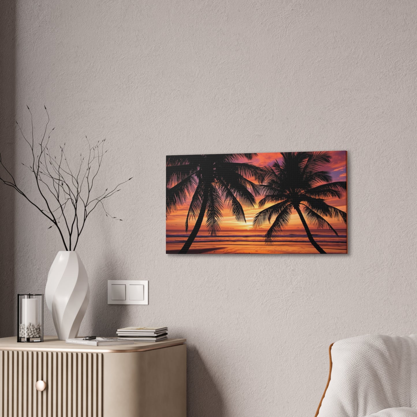 Sunset Palm Tree Canvas Print