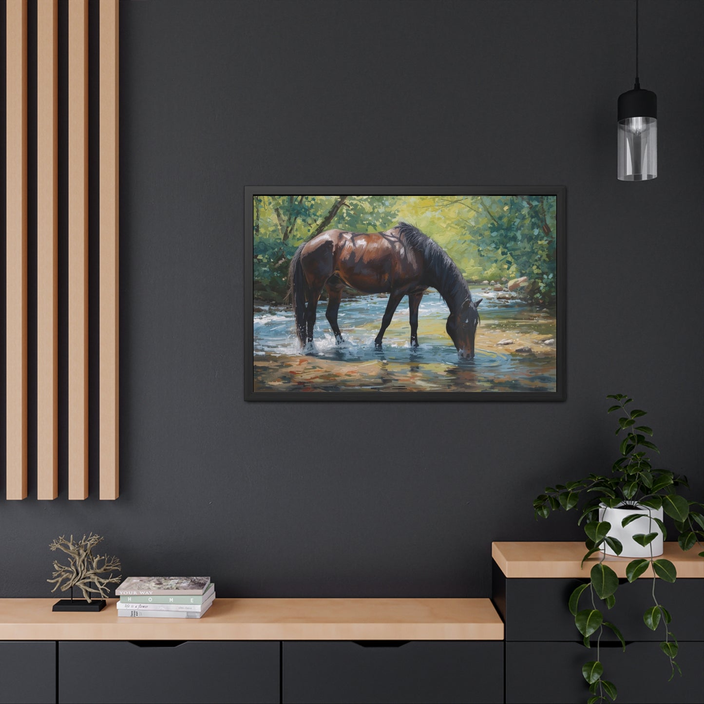 Framed Horse Art Print, Equine Wall Decor, Nature Lover Gift, Rustic Home Decoration, Equestrian Decor