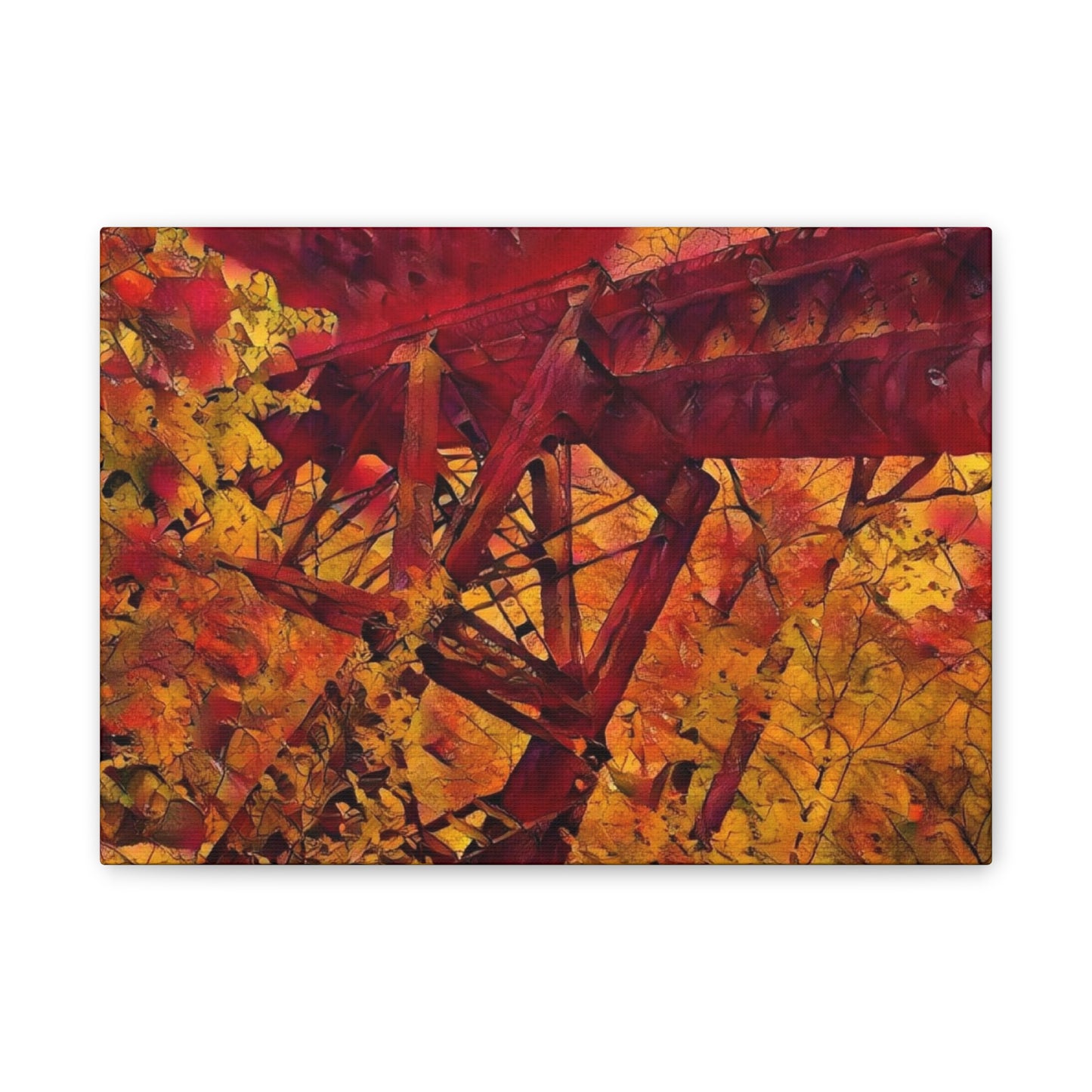 Vibrant Autumn Bridge Landscape Wall Decor