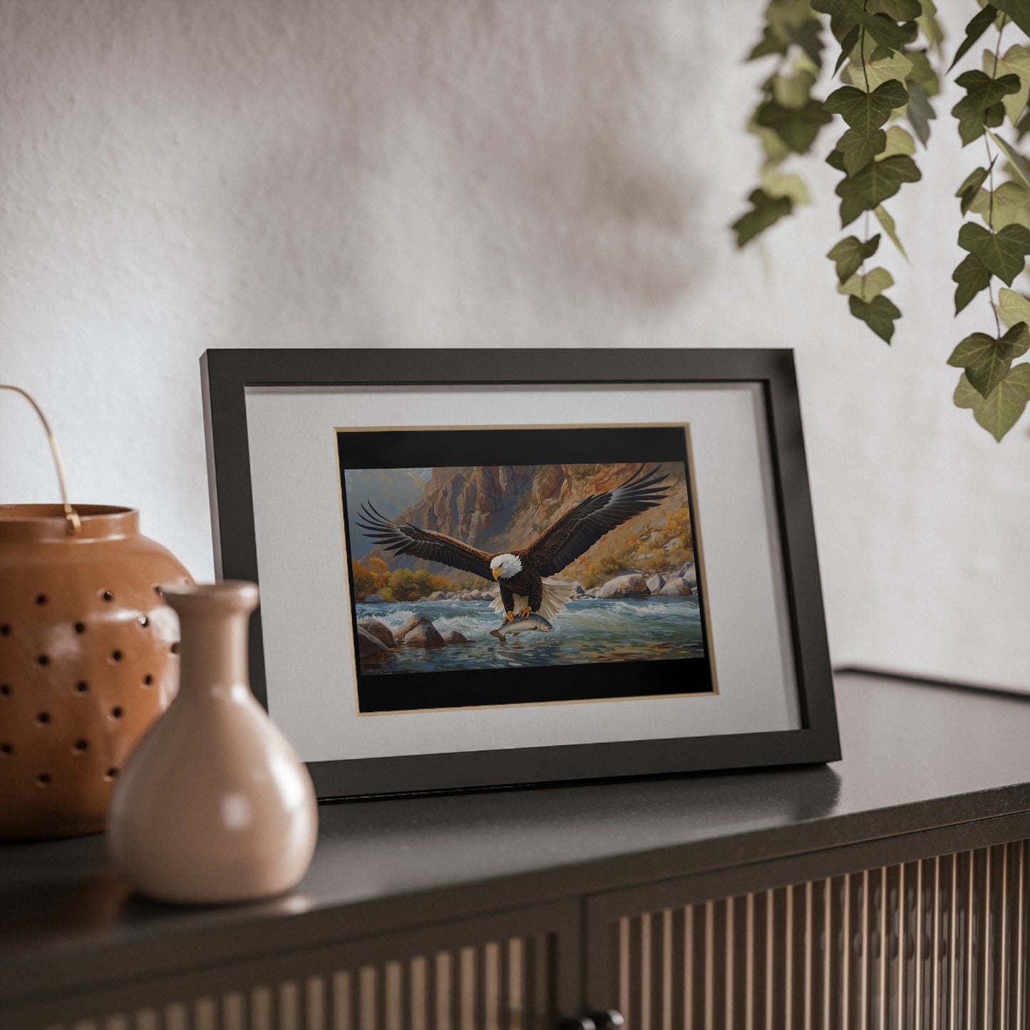 Elegant Black Framed Eagle Print