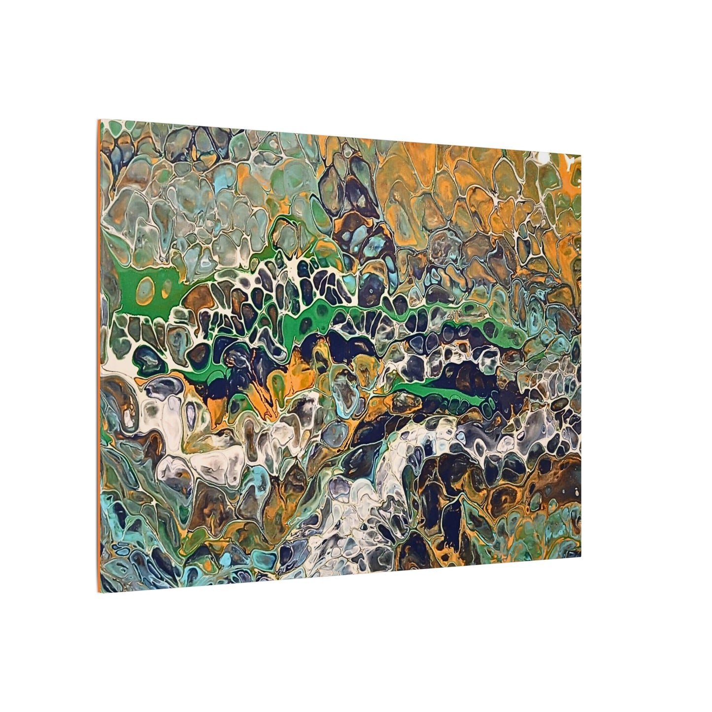 Abstract Fluid Art Canvas Print of Original | Green Gold Acrylic Pour Painting