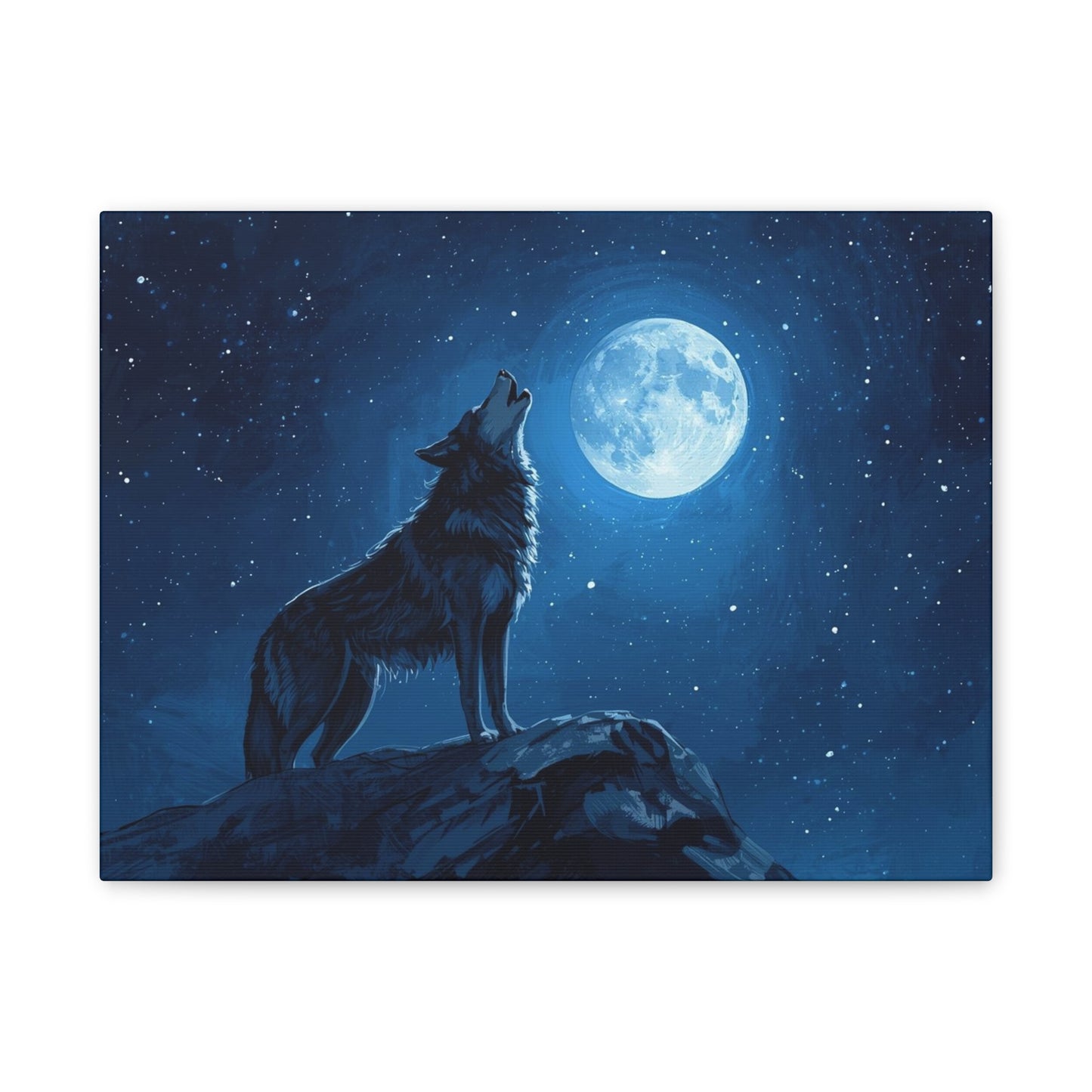 Wolf Howling at Moon Canvas Art