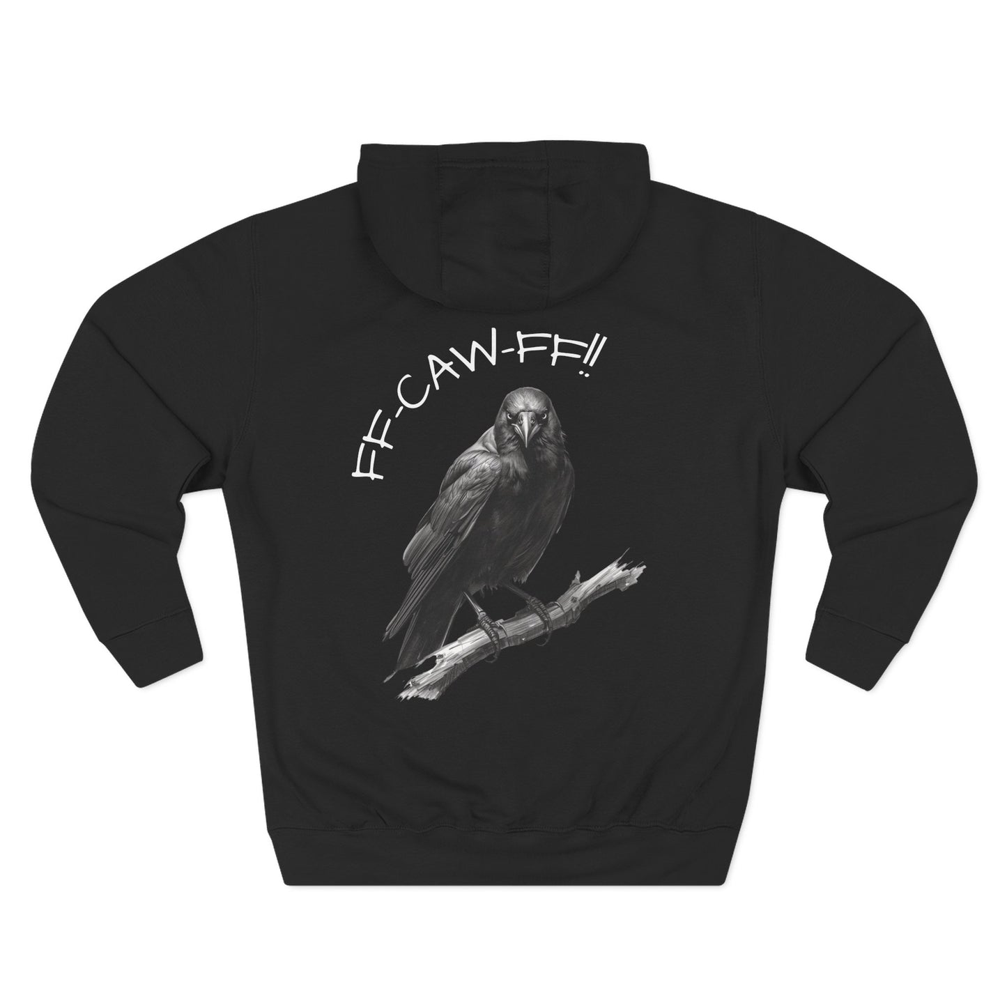FF-CAW-FF Raven Fleece Hoodie | Cozy Fall Outdoor Sweater, Gift for Bird Lovers, Perfect for Casual Wear and Halloween