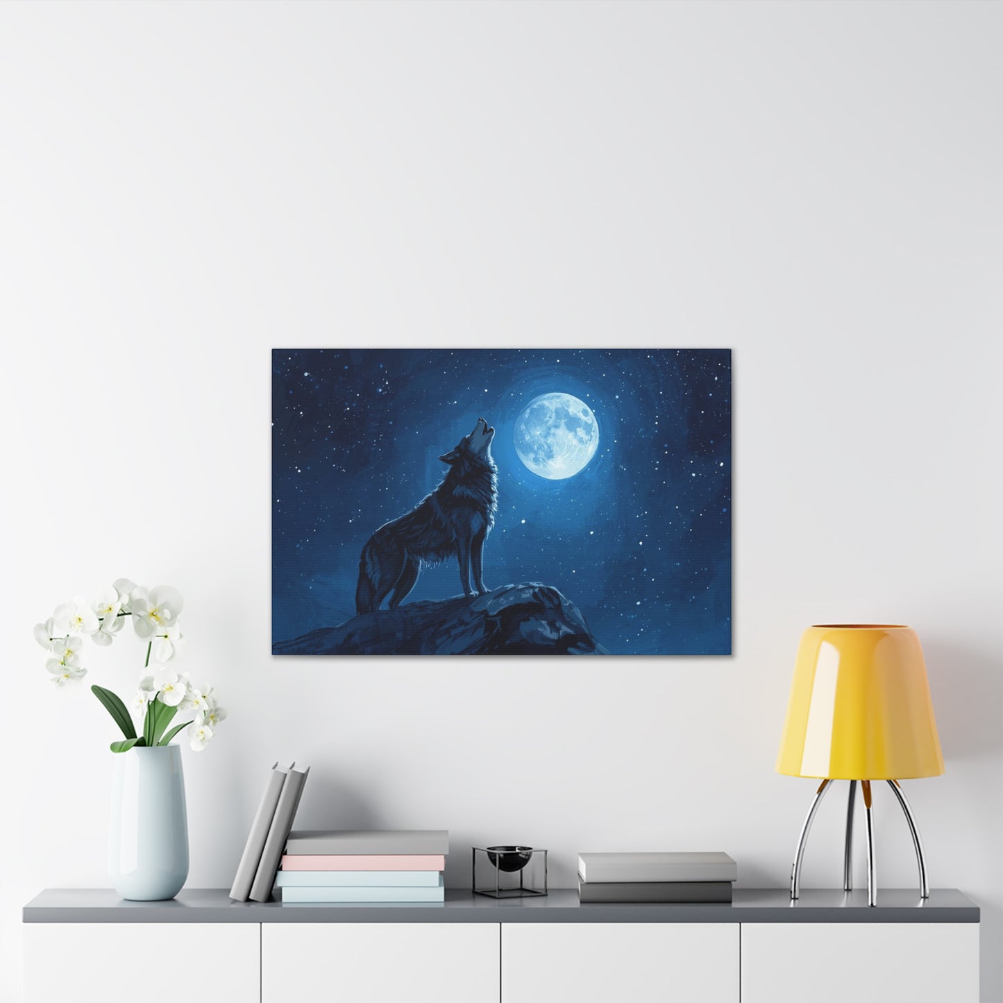 Wolf Howling at Moon Canvas Art
