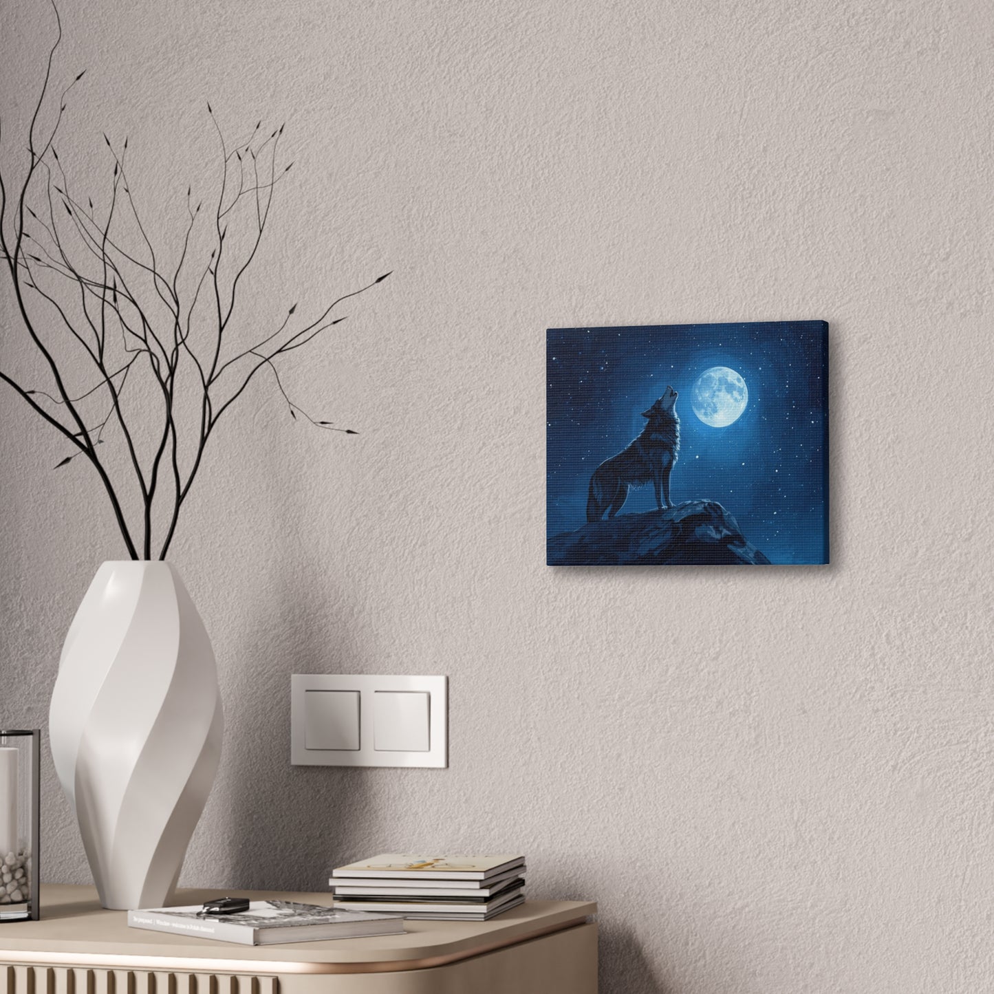 Wolf Howling at Moon Canvas Art