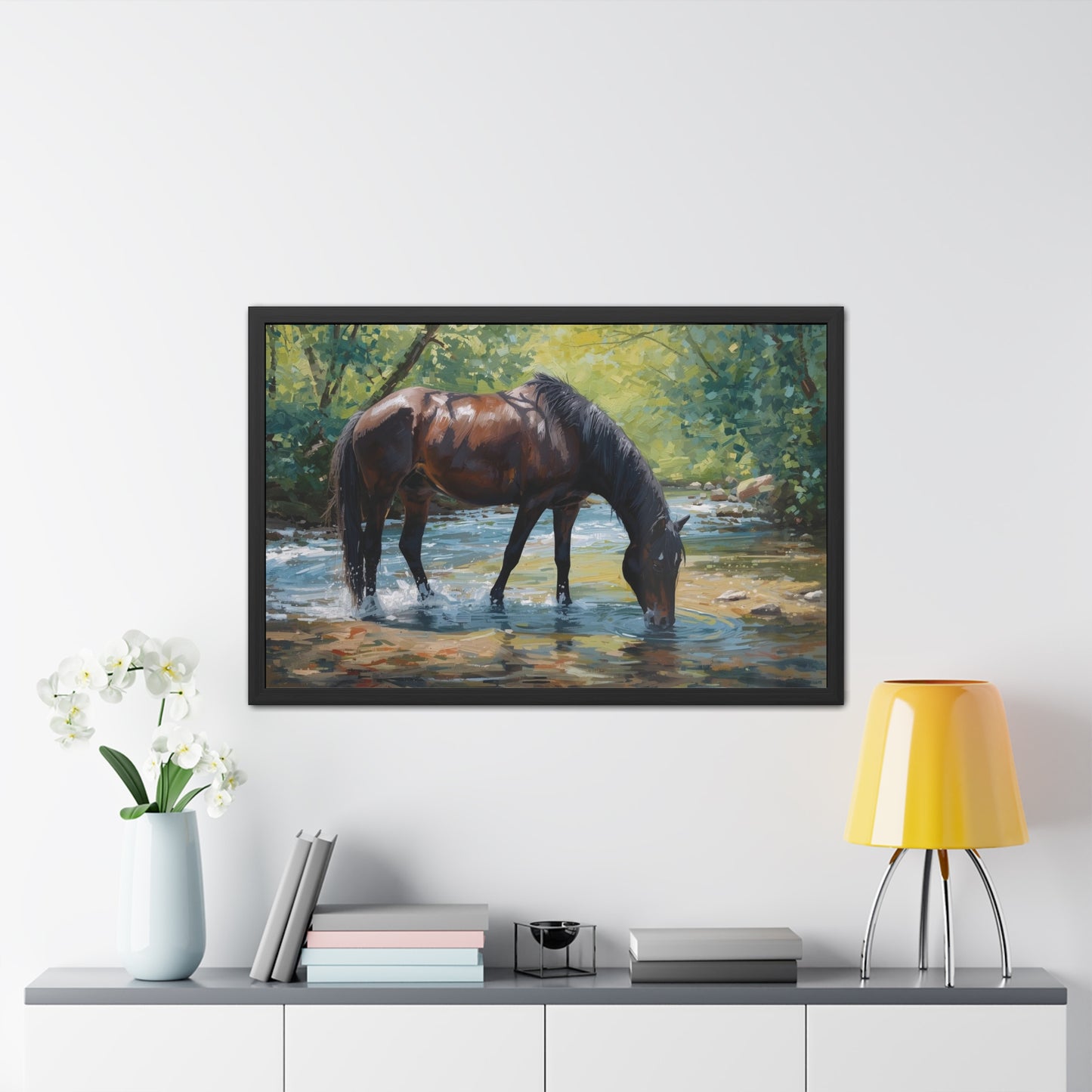 Framed Horse Art Print, Equine Wall Decor, Nature Lover Gift, Rustic Home Decoration, Equestrian Decor