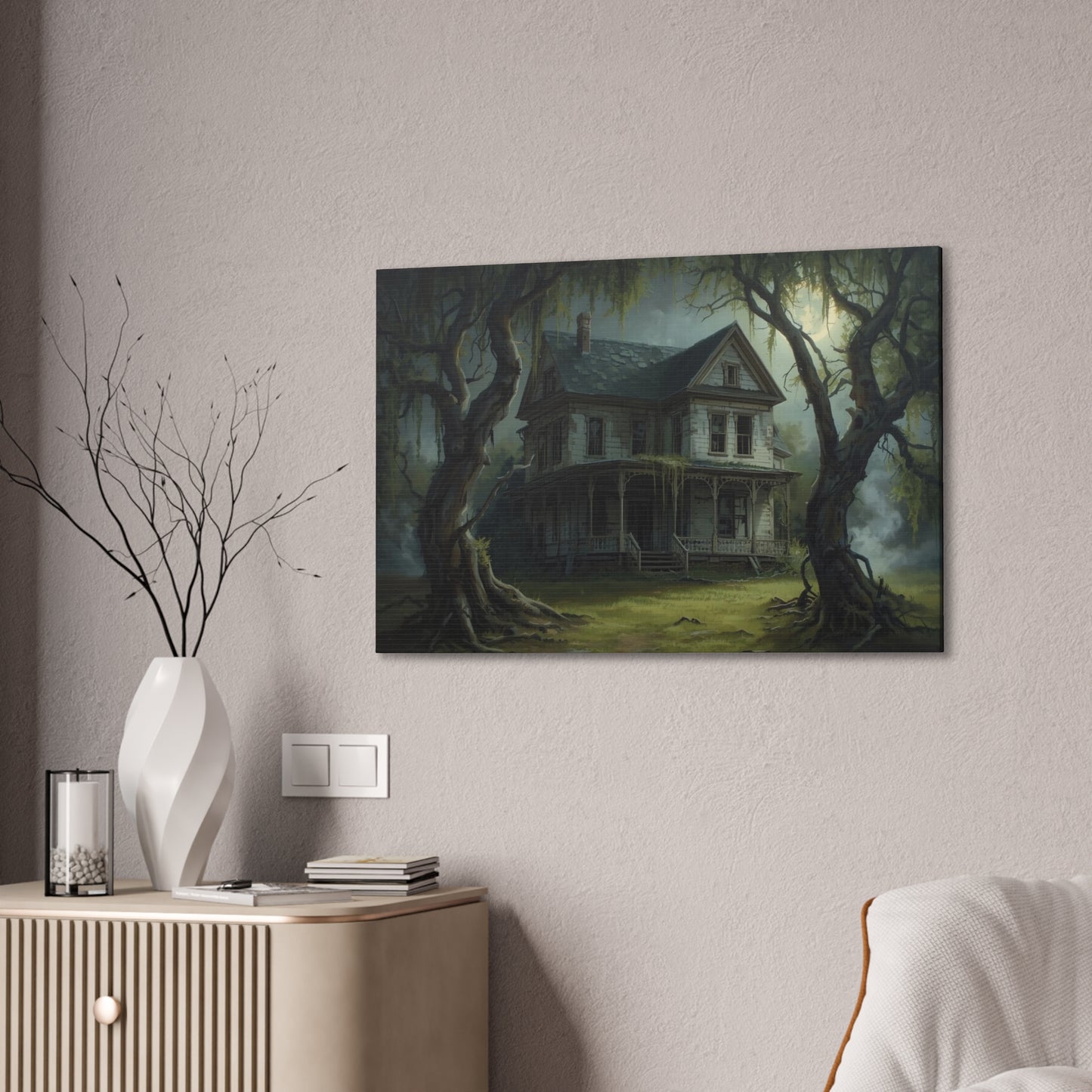 Spooky Vintage House Canvas Art