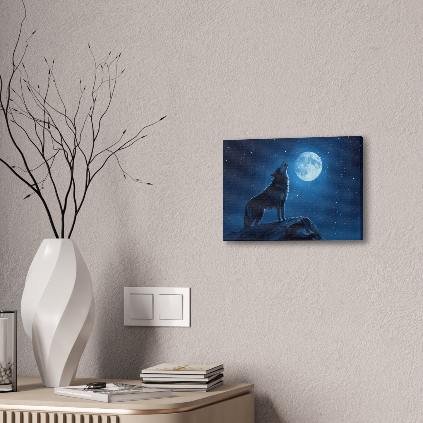 Wolf Howling at Moon Canvas Art